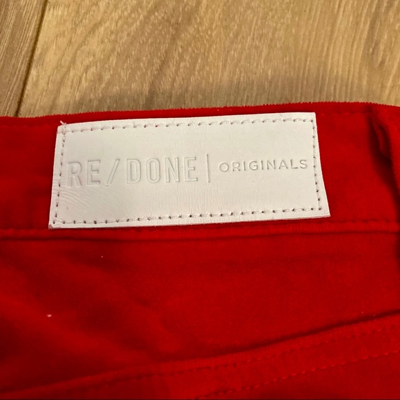 re/done red velvet pants jeans - Picture 4 of 5